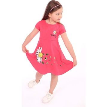 Toontoy Arı Baskılı Nar Çiçeği Kız Çocuk Elbise