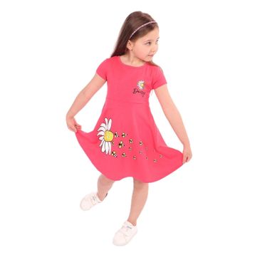 Toontoy Arı Baskılı Nar Çiçeği Kız Çocuk Elbise