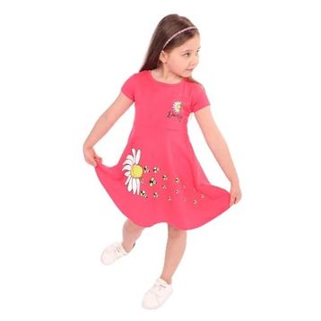Toontoy Arı Baskılı Nar Çiçeği Kız Çocuk Elbise