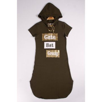 Toontoy Cute Baskılı Haki Kız Çocuk Elbise