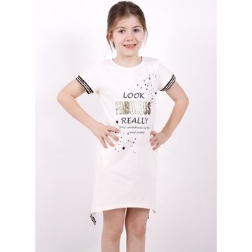 Toontoy Fabulous Baskılı Ekru Kız Çocuk Elbise