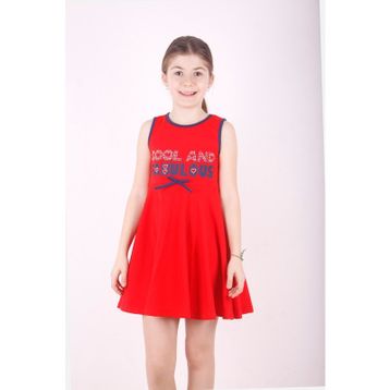 Toontoy Fabulous Baskılı Nar Çiçeği Kız Çocuk Elbise