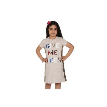 Toontoy Gıve Me Pul Nakışlı Kahverengi Kız Çocuk Elbise