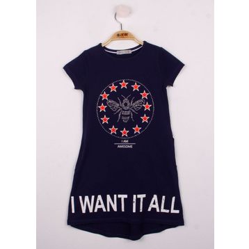 Toontoy I Want It All Baskılı Kız Çocuk Elbise