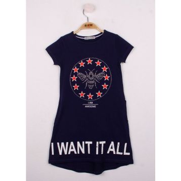 Toontoy I Want It All Baskılı Kız Çocuk Elbise