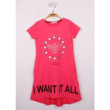 Toontoy I Want It All Baskılı Kız Çocuk Elbise