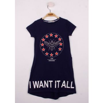 Toontoy I Want It All Baskılı Kız Çocuk Elbise