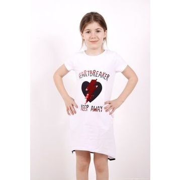 Toontoy K-136 6 Yaş Beyaz Keep Away Baskı Kız Çocuk Elbise