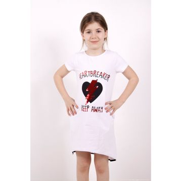 Toontoy K-137 7 Yaş Beyaz Keep Away Baskı Kız Çocuk Elbise
