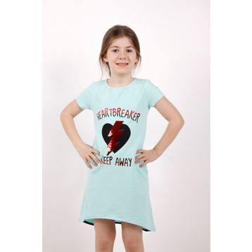Toontoy Keep Away Baskı Aqua Mint Kız Çocuk Elbise