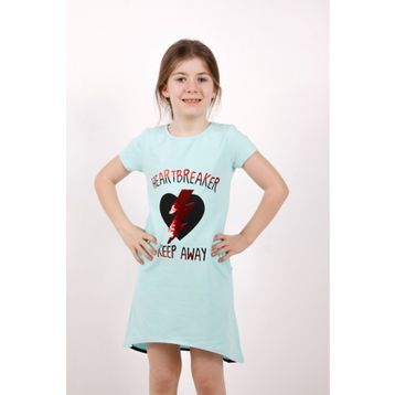 Toontoy Keep Away Baskı Aqua Mint Kız Çocuk Elbise