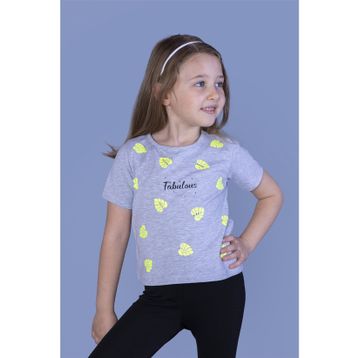 Toontoy Kids Kız Çocuk Yaprak Desenli Fabulous Baskılı T-shirt