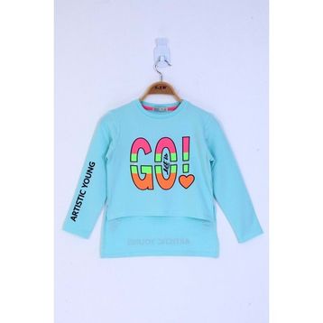 Toontoy Kids Letis Go Baskılı Koyu Mint Kız Çocuk T-shirt