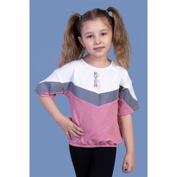 Toontoy Kids Reflektör Detaylı Garnili Gül Kurusu Kız Çocuk T-shirt