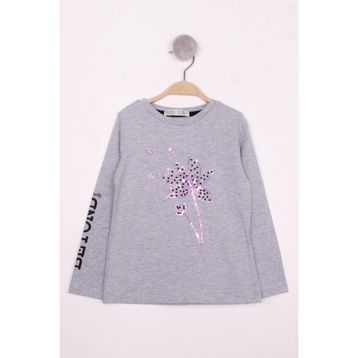 Toontoy Kız Çocuk Çiçek Nakışlı T-Shirt