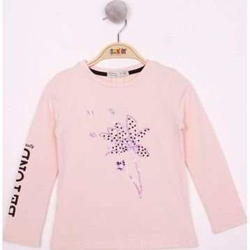 Toontoy Kız Çocuk Çiçek Nakışlı T-Shirt