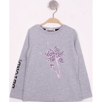 Toontoy Kız Çocuk Çiçek Nakışlı T-Shirt