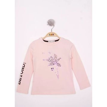 Toontoy Kız Çocuk Çiçek Nakışlı T-Shirt