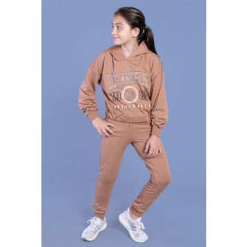 Toontoy Kız Çocuk Kapüşonlu Baskılı Eşofman Takımı