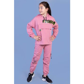 Toontoy Kız Çocuk Kapüşonlu Baskılı Eşofman Takımı