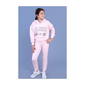 Toontoy Kız Çocuk Kapüşonlu Baskılı Eşofman Takımı
