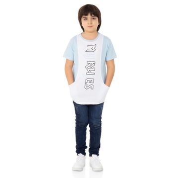 Toontoy My Rules Baskılı Mavi-Beyaz Erkek Çocuk T-shirt
