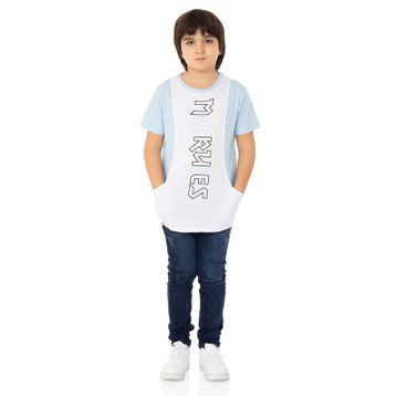 Toontoy My Rules Baskılı Mavi-Beyaz Erkek Çocuk T-shirt