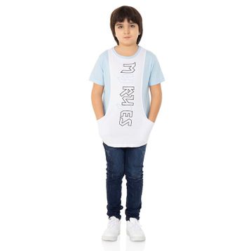 Toontoy My Rules Baskılı Mavi-Beyaz Erkek Çocuk T-shirt