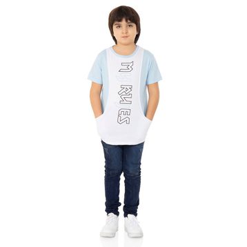 Toontoy My Rules Baskılı Mavi-Beyaz Erkek Çocuk T-shirt