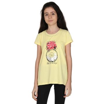 Toontoy Parfüm Nakışlı Sarı Kız Çocuk T-Shirt