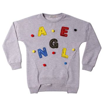 Toontoy Renkli Angel Nakışlı Lacivert Kız Çocuk Sweatshirt
