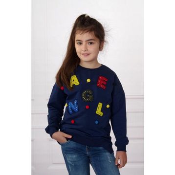 Toontoy Renkli Angel Nakışlı Lacivert Kız Çocuk Sweatshirt