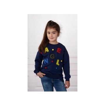 Toontoy Renkli Angel Nakışlı Lacivert Kız Çocuk Sweatshirt