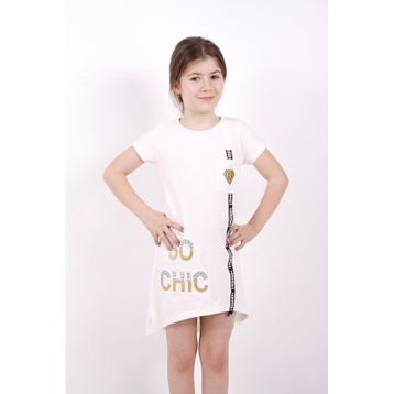 Toontoy So Chıc Baskılı Ekru Kız Çocuk Elbise