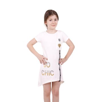 Toontoy So Chıc Baskılı Ekru Kız Çocuk Elbise