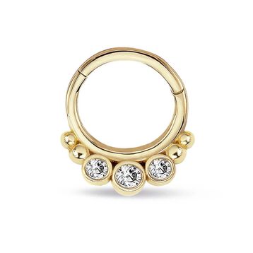 Top Top Üç Taş Altın Helix Piercing