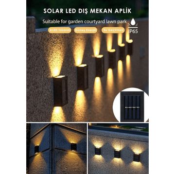 Toptan Bulurum 4 Ledli Solar Çift Taraflı Duvar Lambası Güneş Enerjili Aydınlatma Dekorasyon Işık Aplik
