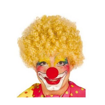 Toptanbulurum Sarı Renk Kıvırcık Afro Bonus Peruk Takma Saç ve Kırmızı Burun Seti