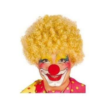 Toptanbulurum Sarı Renk Kıvırcık Afro Bonus Peruk Takma Saç ve Kırmızı Burun Seti