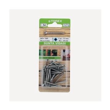 Torex DIN 7505 3,5 mm 3,5x40 mm Sunta Vidası