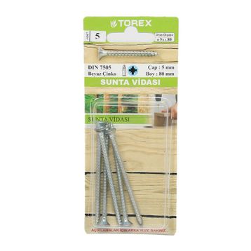 Torex DIN 7505 5 mm 5x80 mm Sunta Vidası