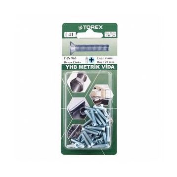 Torex DIN 965 YHB 4x20 mm Küt Uçlu Metrik Vida