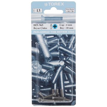 Torex DIN 965 YHB 4x20 mm Küt Uçlu Metrik Vida
