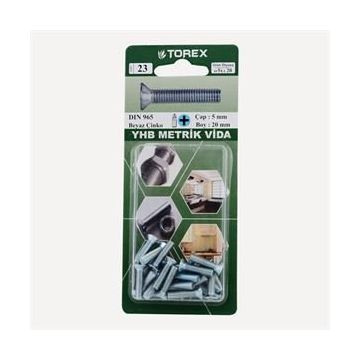 Torex DIN 965 YHB 5x20 mm Küt Uçlu Metrik Vida