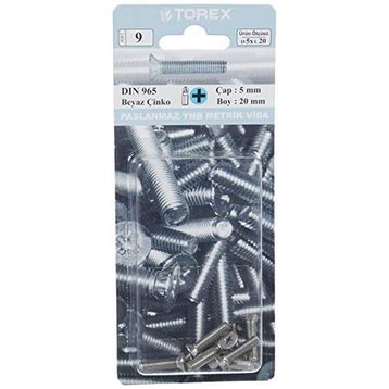 Torex DIN 965 YHB 5x20 mm Küt Uçlu Metrik Vida