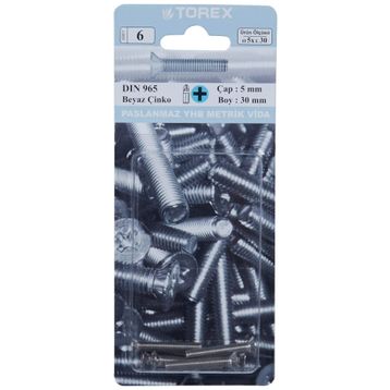 Torex DIN 965 YHB 5x30 mm Küt Uçlu Metrik Vida