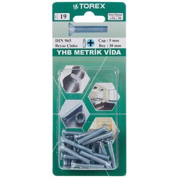 Torex DIN 965 YHB 5x30 mm Küt Uçlu Metrik Vida