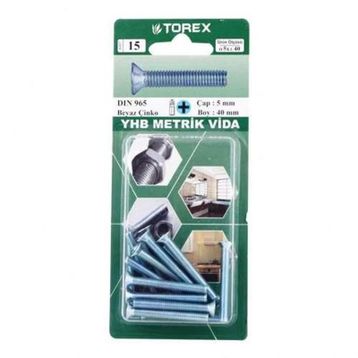 Torex DIN 965 YHB 5x40 mm Küt Uçlu Metrik Vida