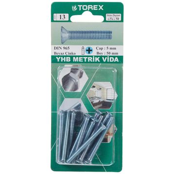 Torex DIN 965 YHB 5x50 mm Küt Uçlu Metrik Vida