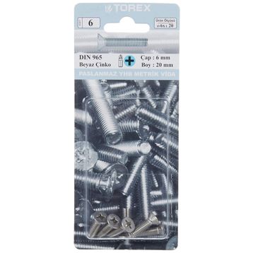 Torex DIN 965 YHB 6x20 mm Küt Uçlu Metrik Vida